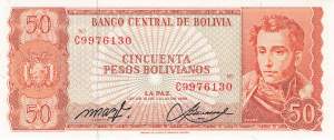 50 Pesos Bolivianos 13.7.1962